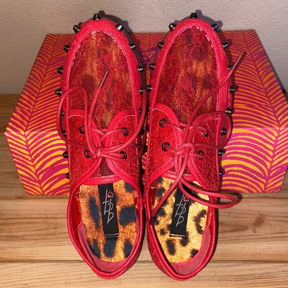 NEW! IRON FIST Lovelace Your Face RED Lace Studded Platform Creepers Size 36/5 - Picture 15 of 16